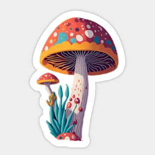 Cute Mushroom Wonderland Sticker